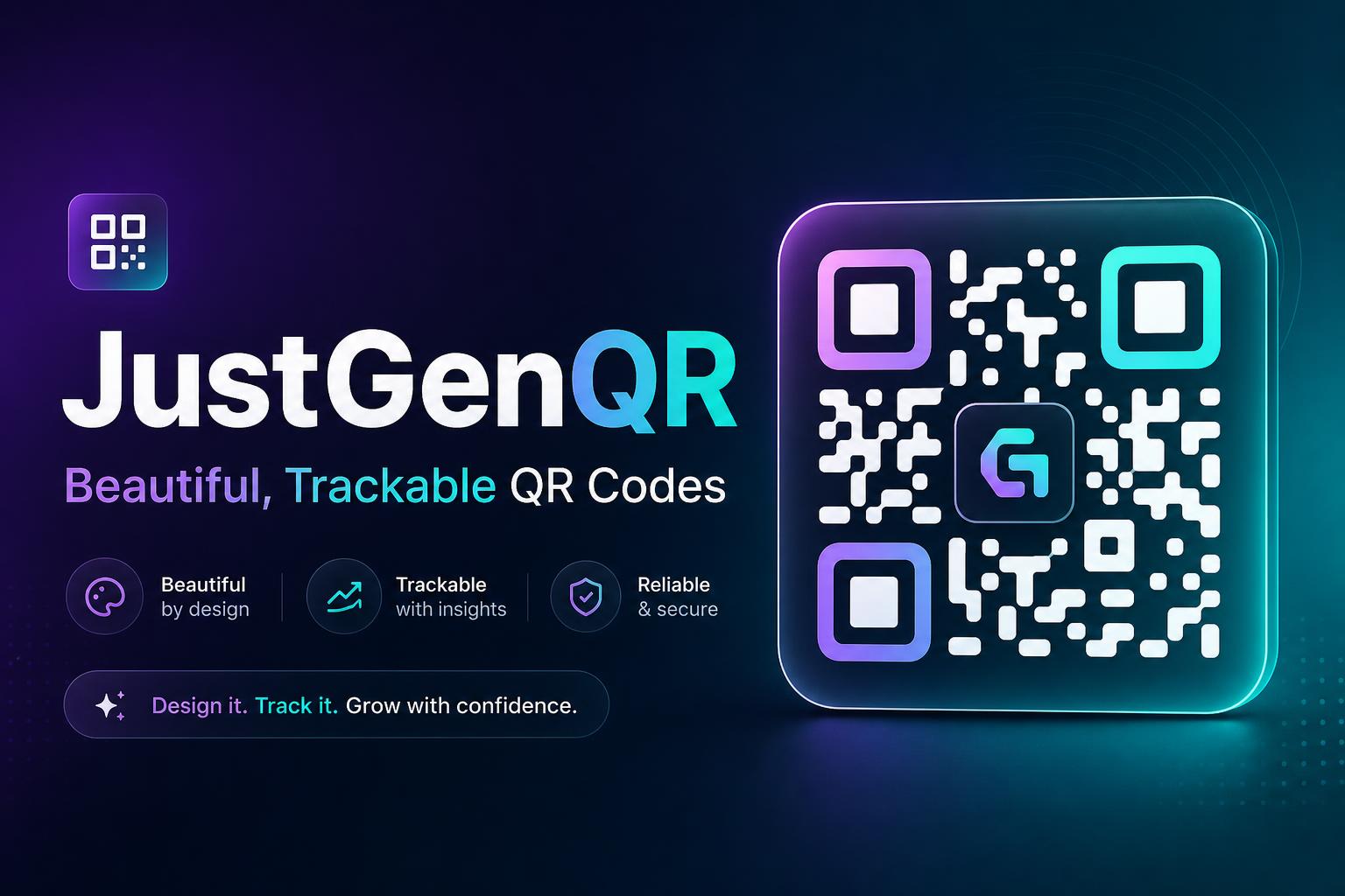 JustGenQR — Beautiful, Trackable QR Codes with Analytics